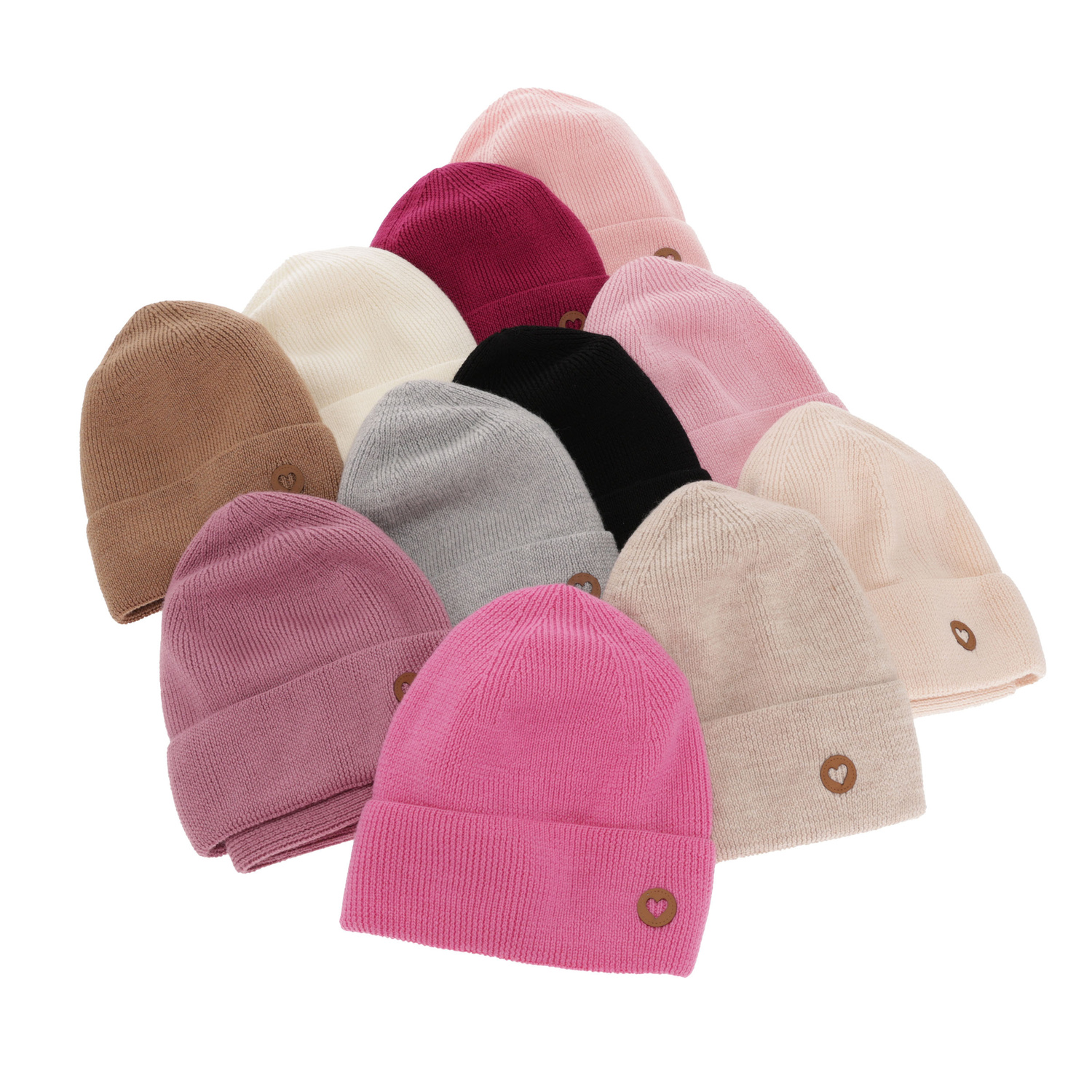 Ensemble automne/printemps fille: bonnet et snood, rose, avec laine mérinos, Brook