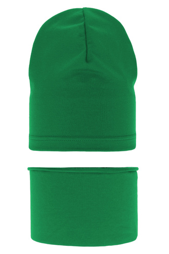 Jongens herfst/lente set muts en buissjaal, groen, katoenen, Hazel