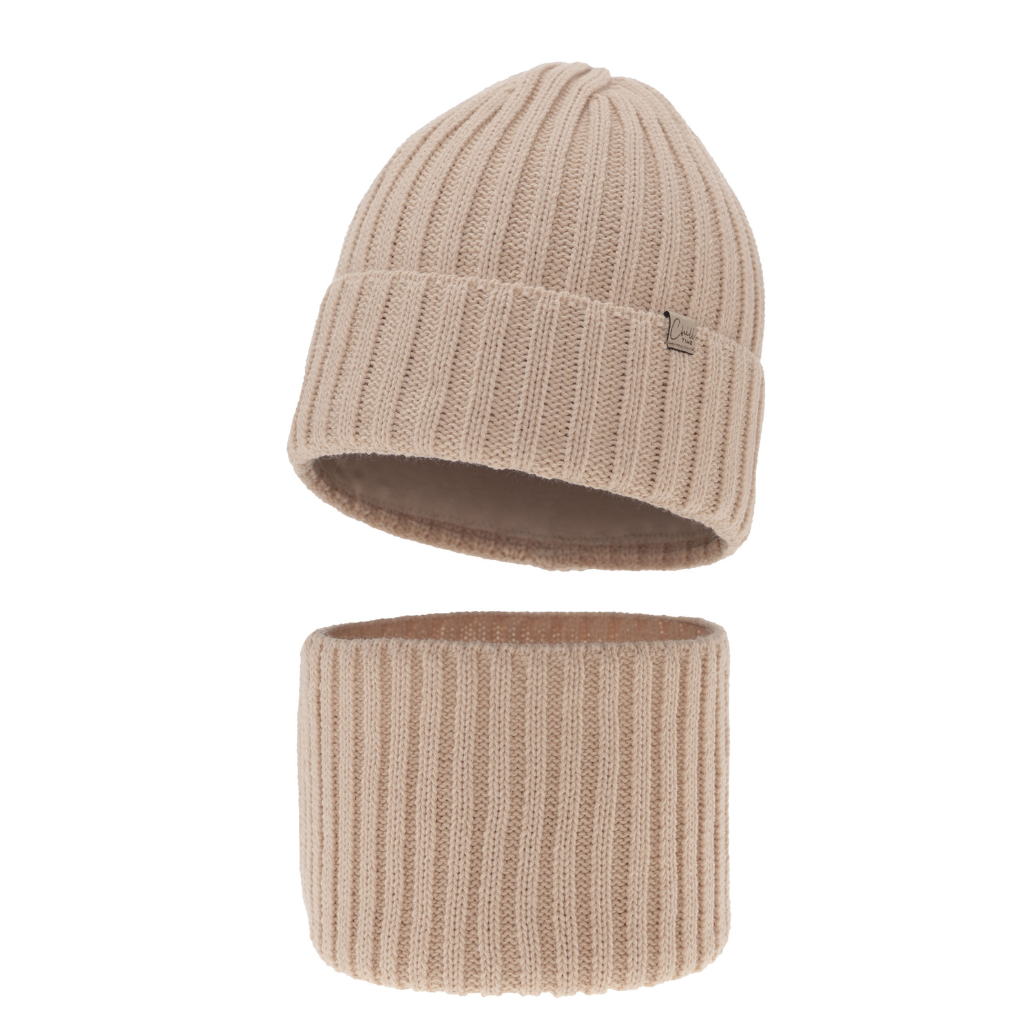 Ensemble d'hiver fille: bonnet et snood, beige, Mitti