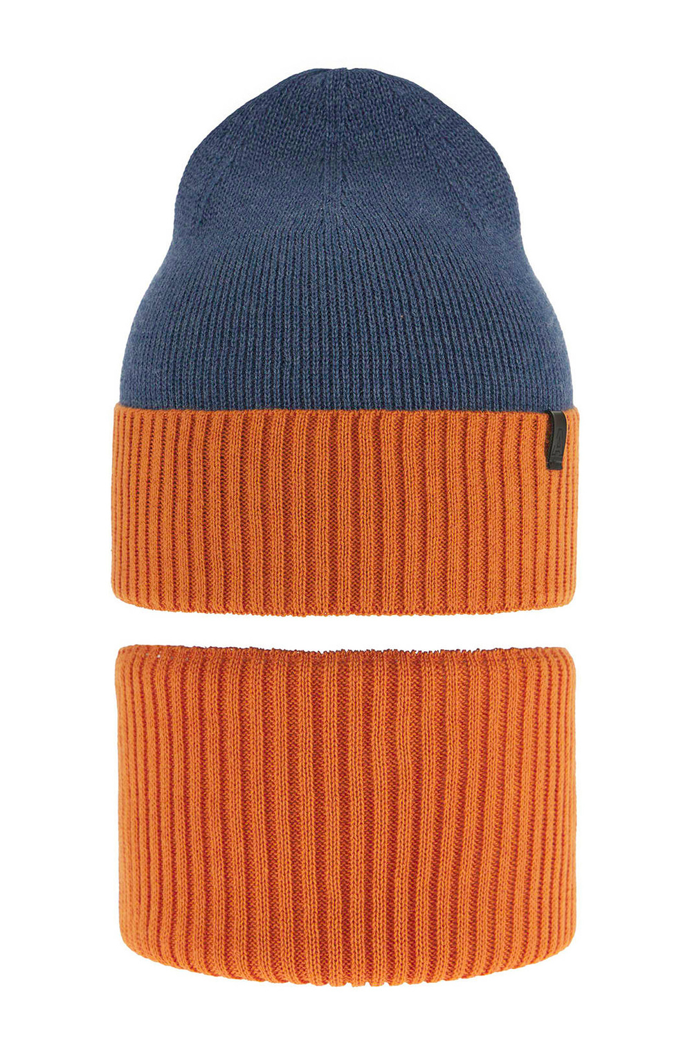 Ensemble automne/printemps garçon: bonnet et snood, met katoen, orange, Tauros