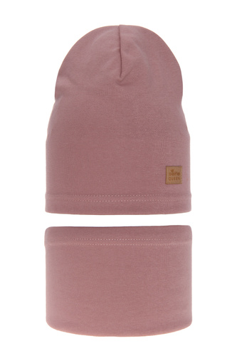 Meisjes herfst/lente set muts en buissjaal, lila, katoenen, Selfie