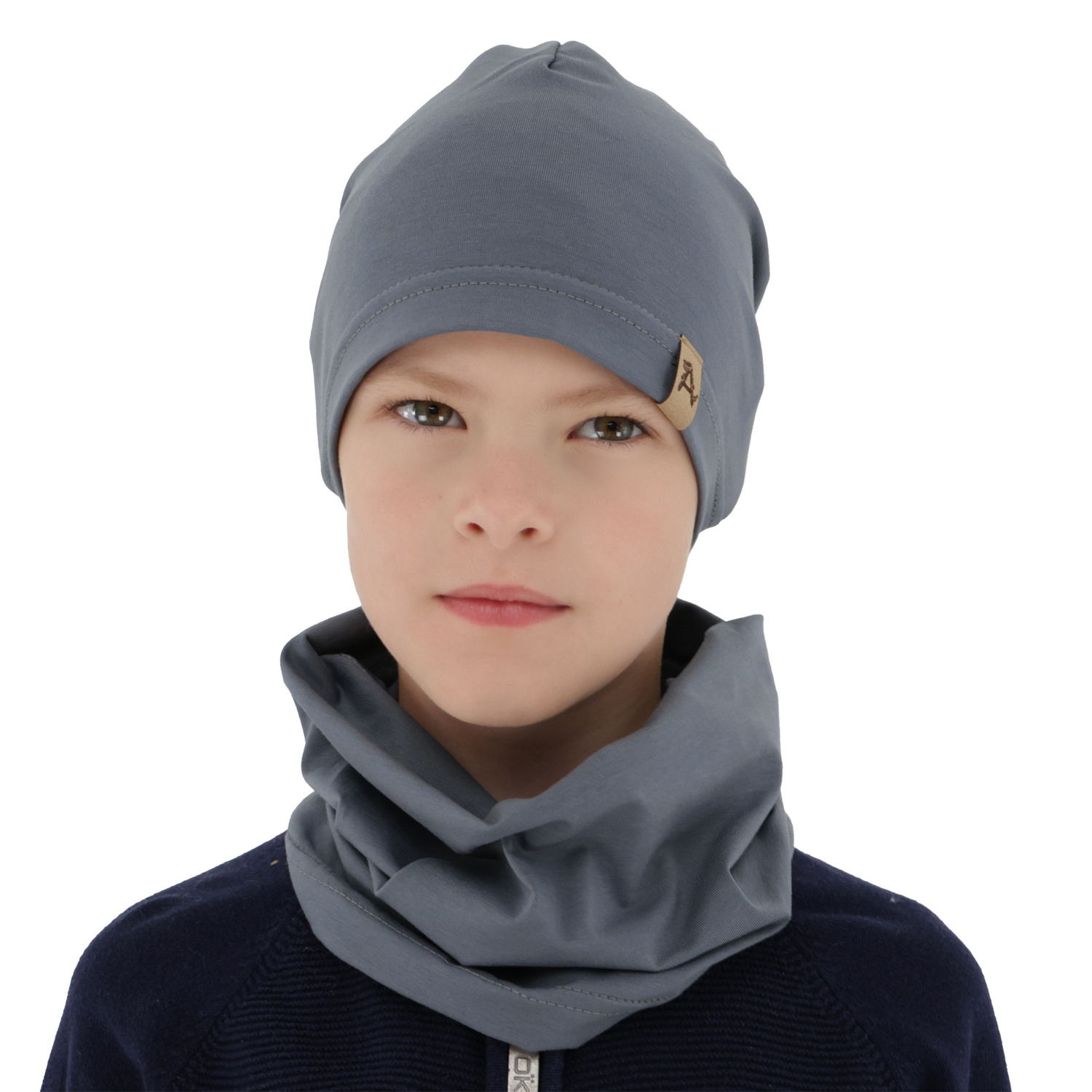Ensemble automne/printemps garçon: bonnet et snood, gris, Griffin