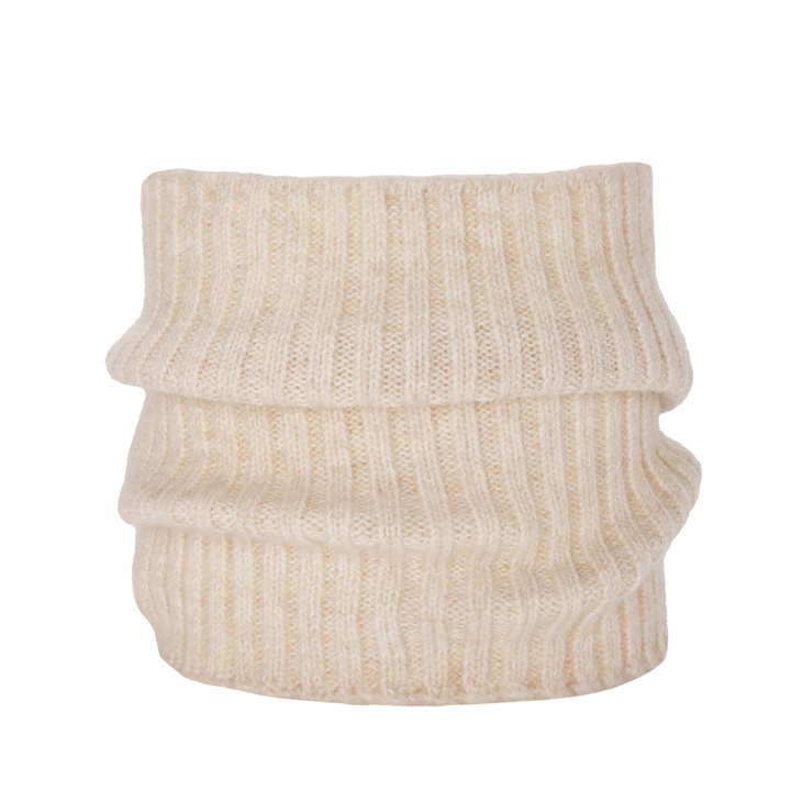 Snood d'hiver femme, beige, avec laine mérinos, Besta