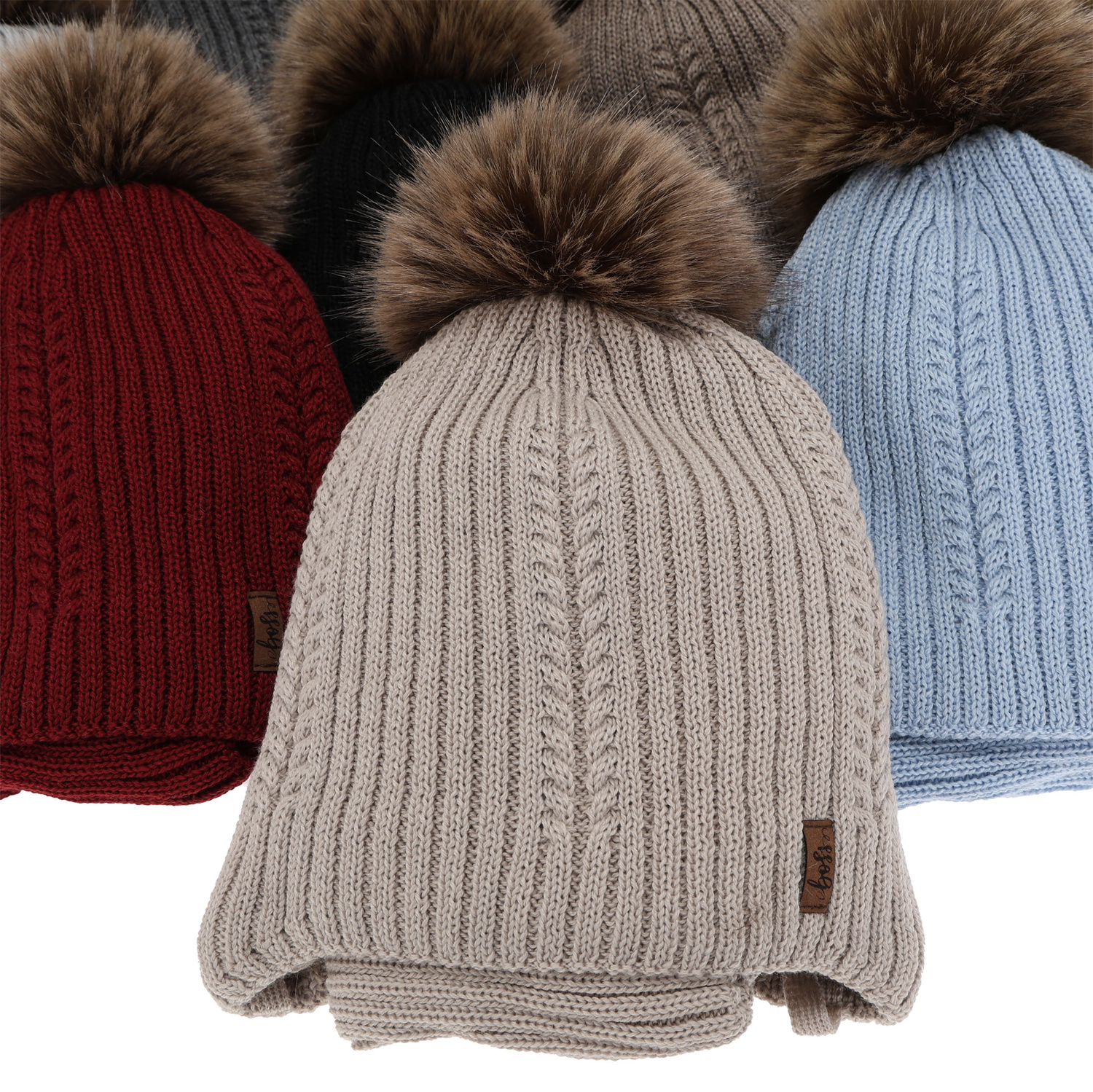 Ensemble d'hiver garçon: bonnet et snood, beige, avec laine mérinos, avec liens, Zongo