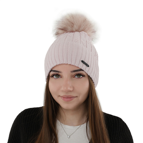 Bonnet d'hiver femme, crème, avec laine mérinos, Talaria