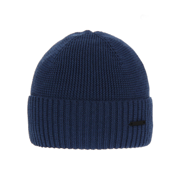 Heren wintermuts, blauw, met merinowol, Henk