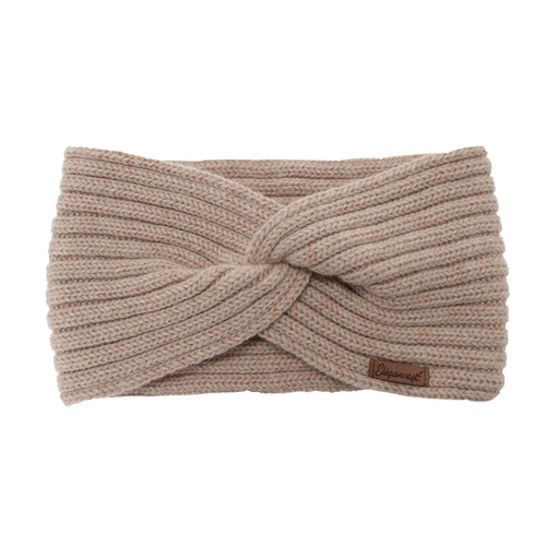 Dames winter hoofdband, beige, 100% Merino Wol, Veka