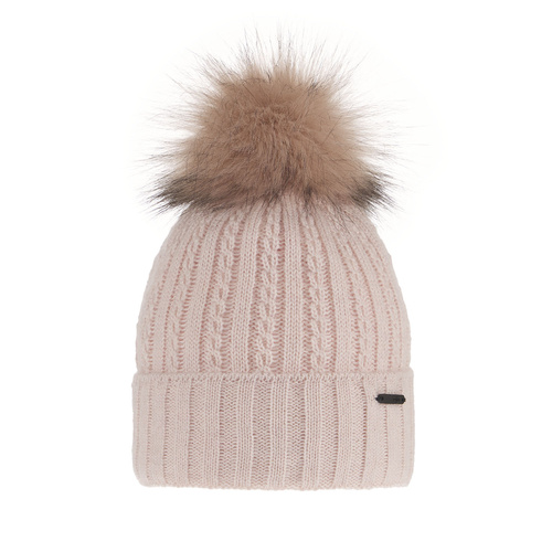 Bonnet d'hiver femme, rose, avec pompon, Karizma