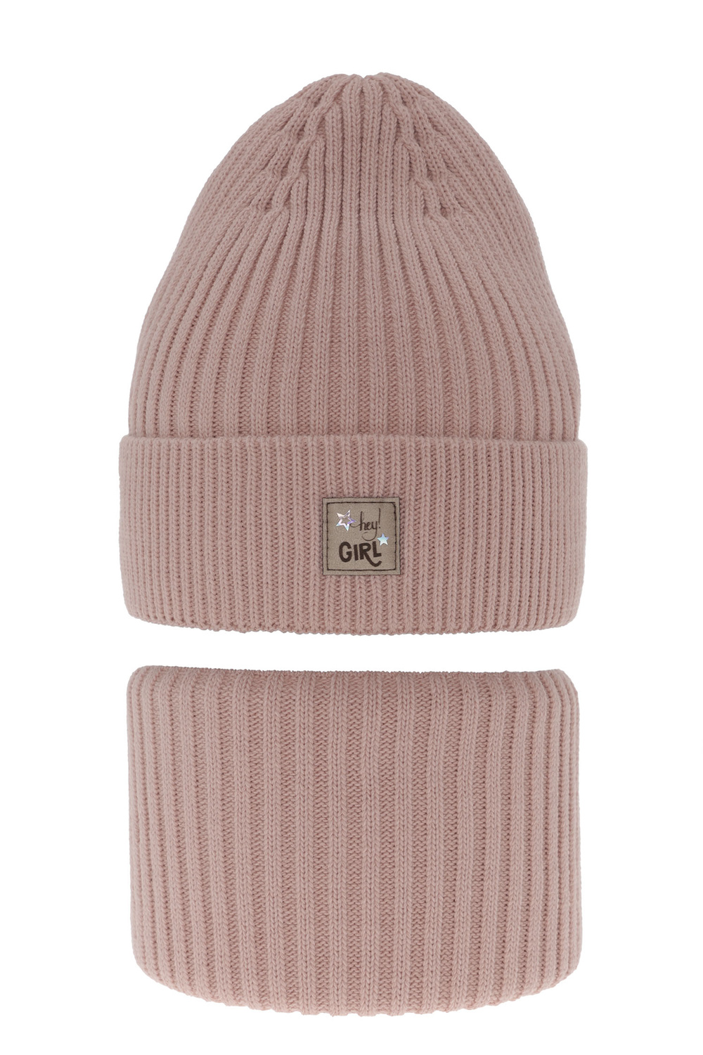 Ensemble d'hiver fille: bonnet et snood, rose, Georgina