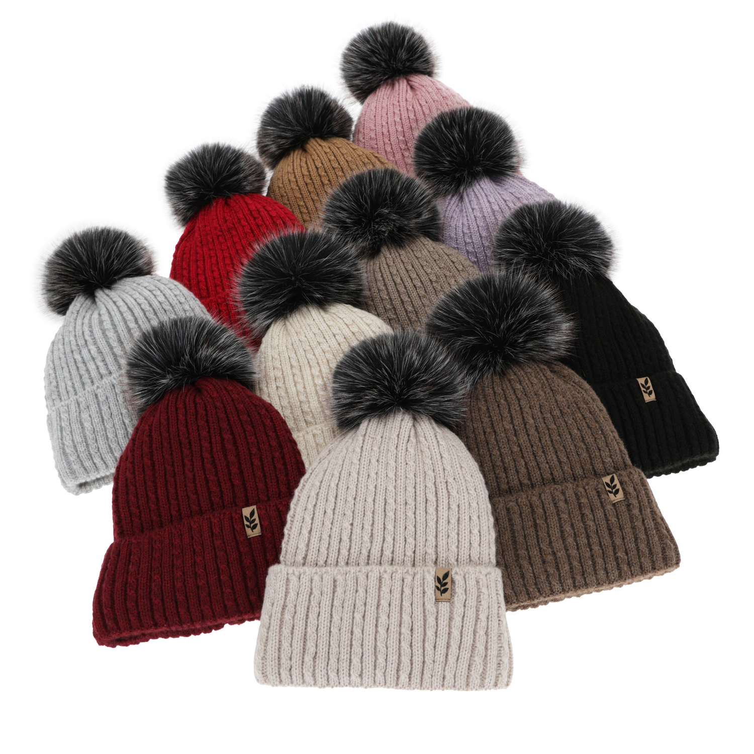 Dames wintermuts, rood, met pompon, Calista
