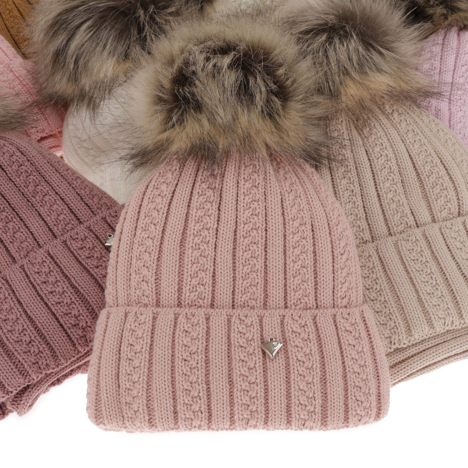 Ensemble d'hiver fille: bonnet et snood, lilas, avec pompon, Wirginia