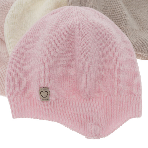 Meisjes herfst/lente muts, beige, met merinowol, met bindkoorden, Orida