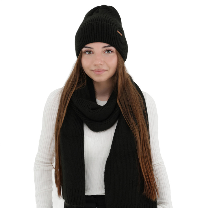 Dames winter set: muts en sjaal, beige, met merinowol, Seala