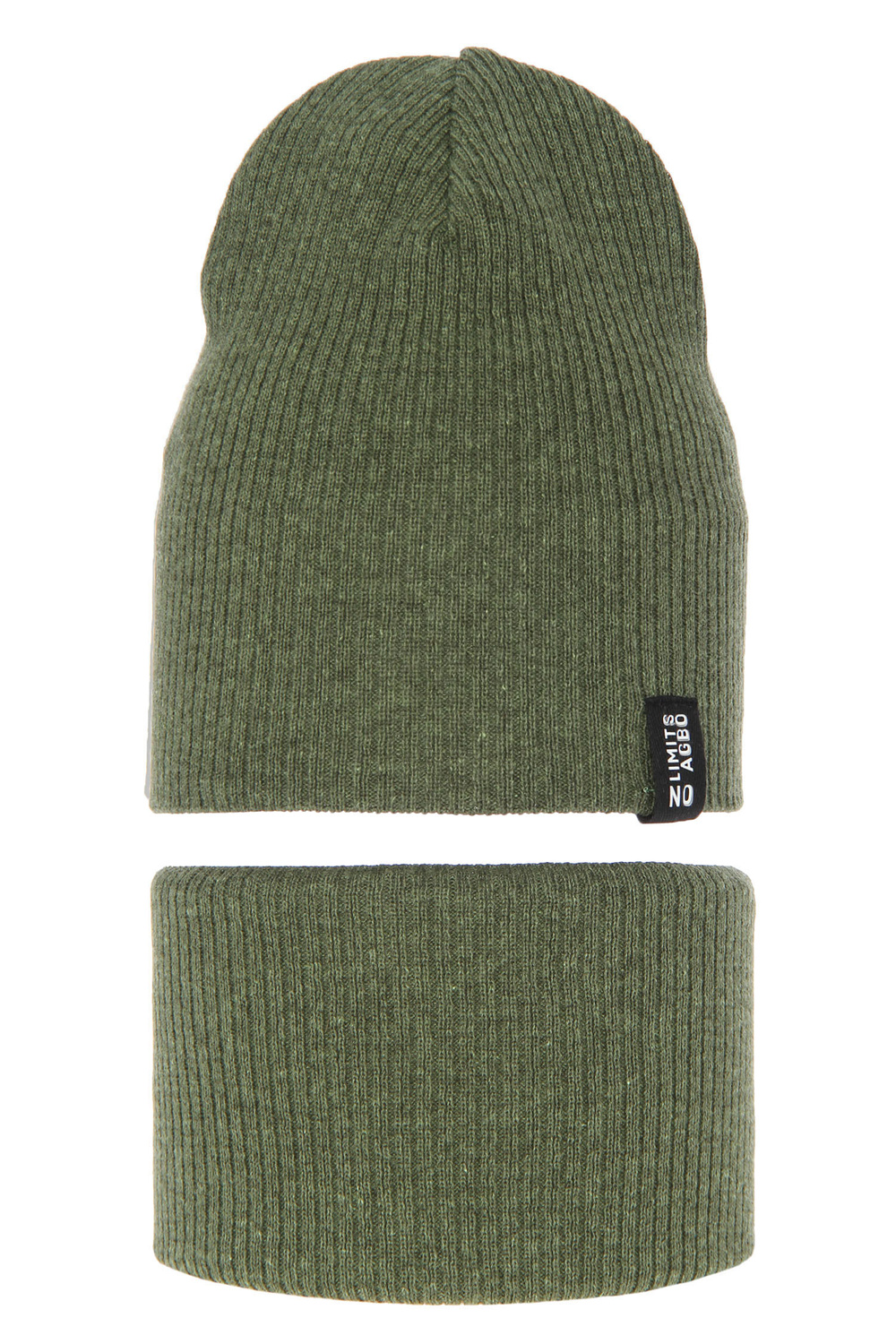 Jongens herfst/lente set muts en buissjaal, met katoen, khaki, Tunis