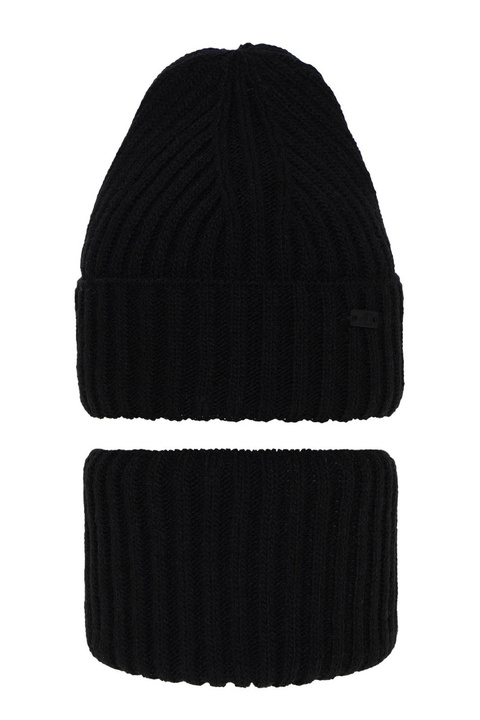 Jongens winter set muts en sjaal, zwart, Zeno