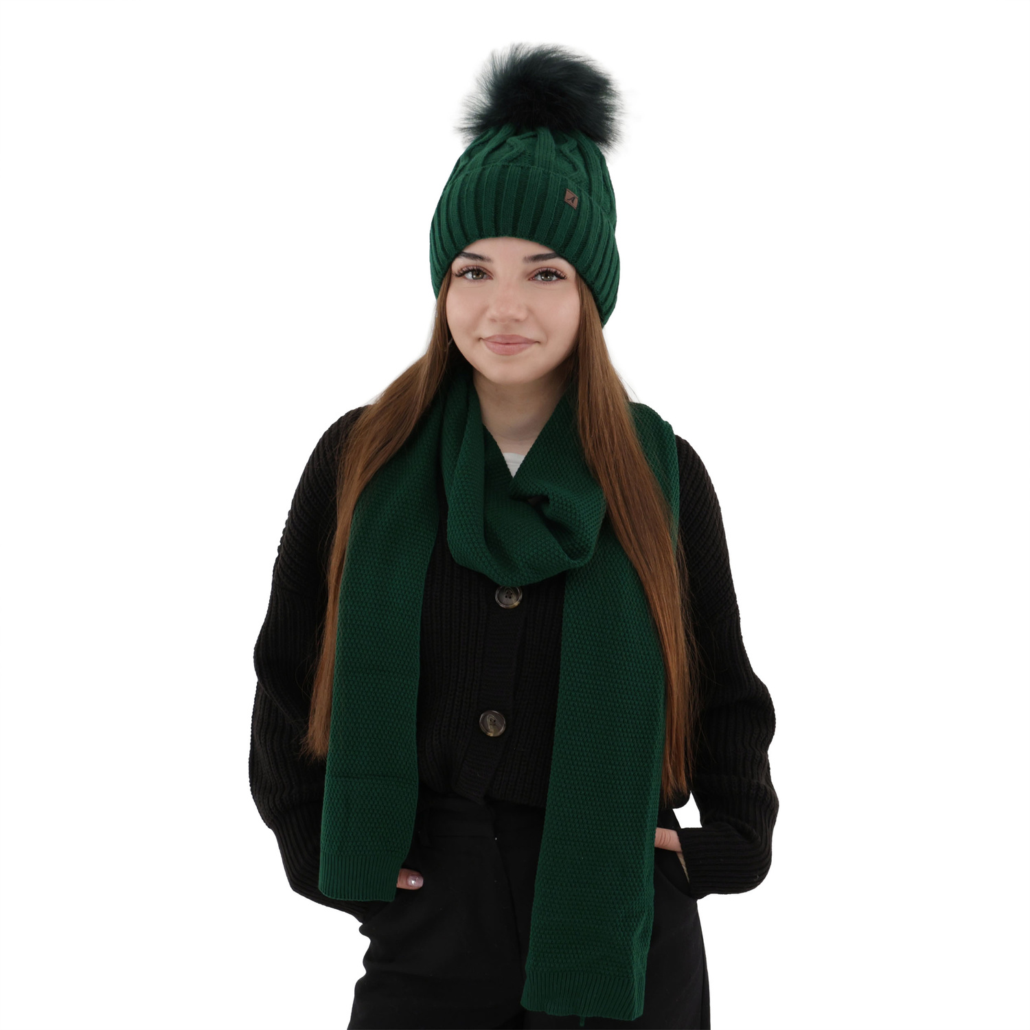 Écharpe d'hiver femme, noir, Agora