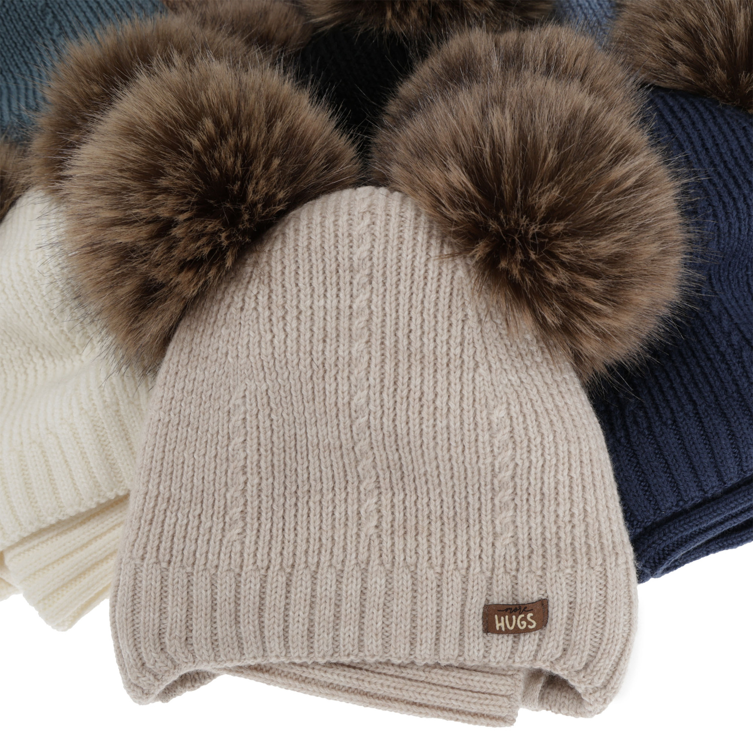 Jongens muts en col, winter set, crème, 100% merinowol, gevoerd met wollen fleece, Lumio