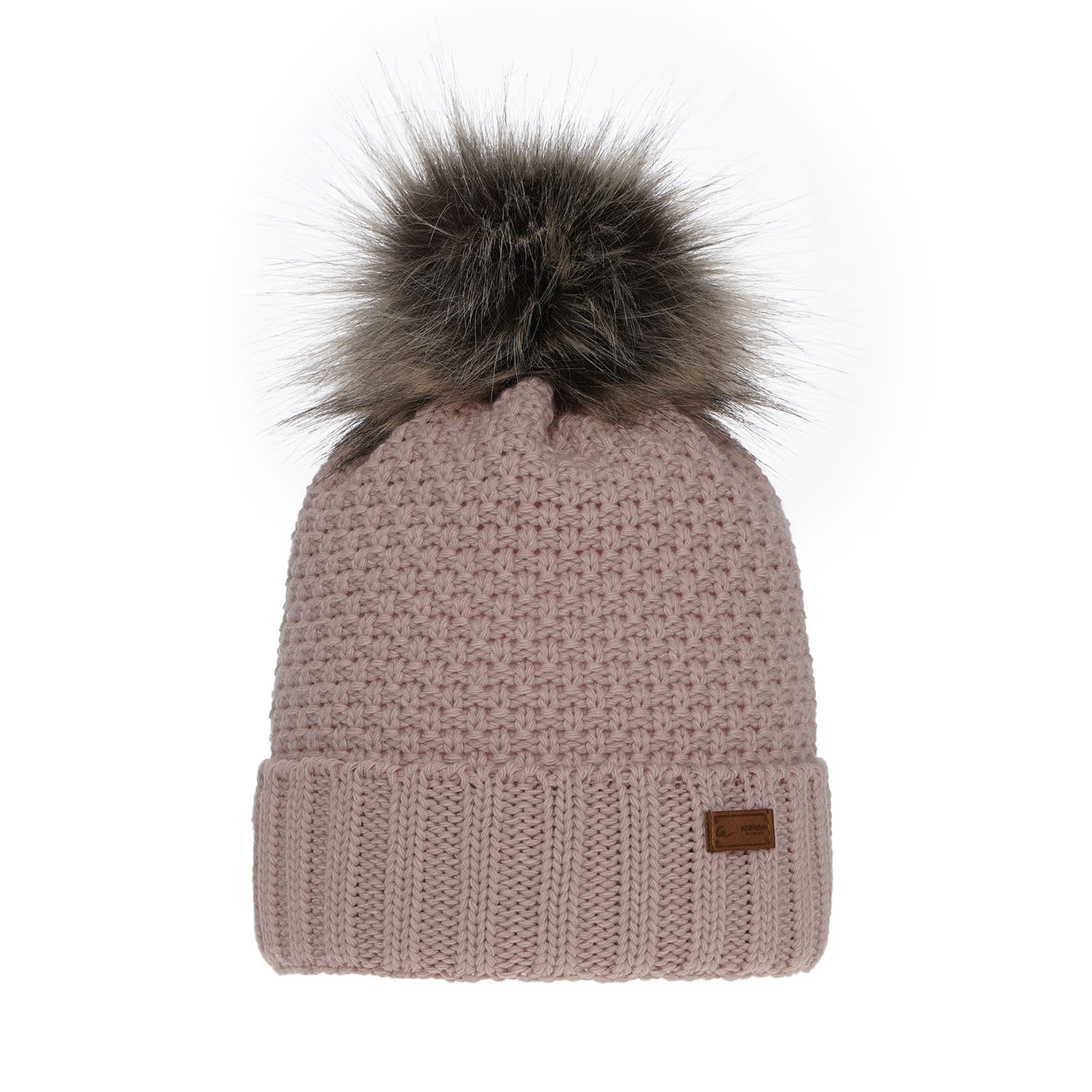 Meisjes wintermuts, roze, met garen pompon, Pola