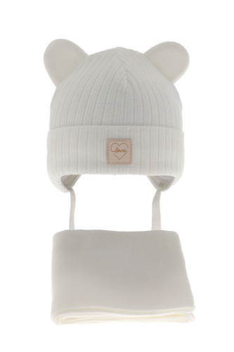 Ensemble d'hiver fille: bonnet et écharpe, blanc, Antola
