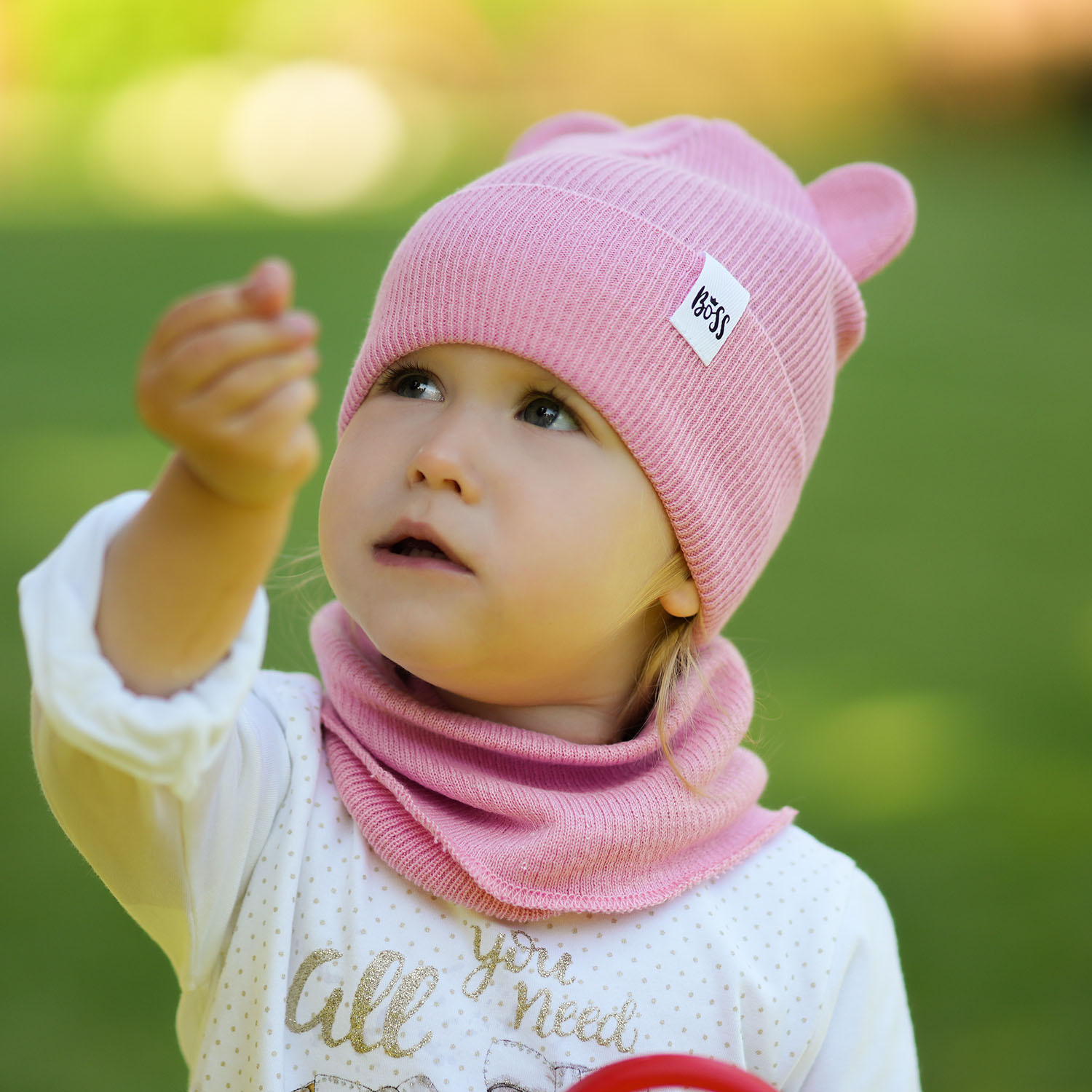 Meisjes herfst/lente set muts en buissjaal, met katoen, grijs, Kajra