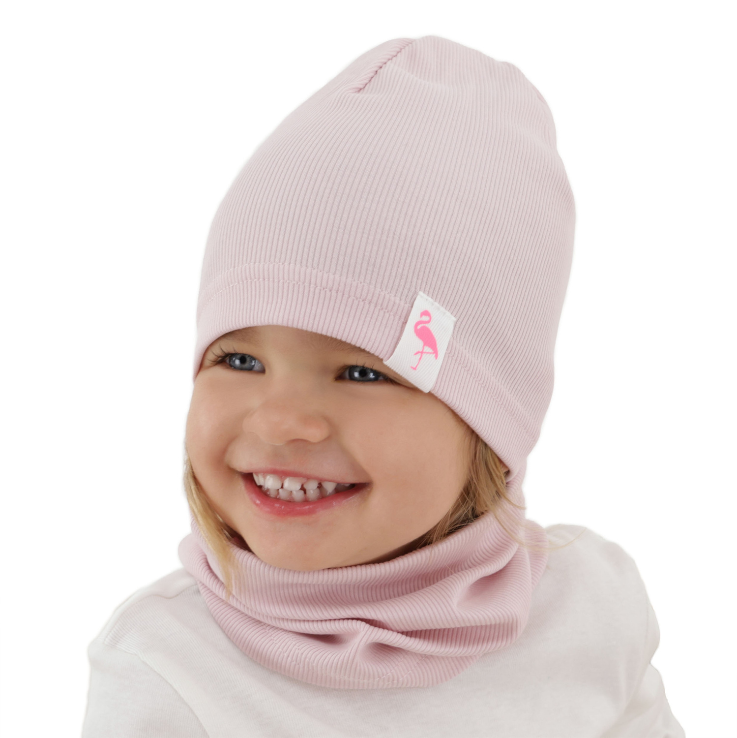 Ensemble automne/printemps fille: bonnet et snood, en coton, gris, Rumilla