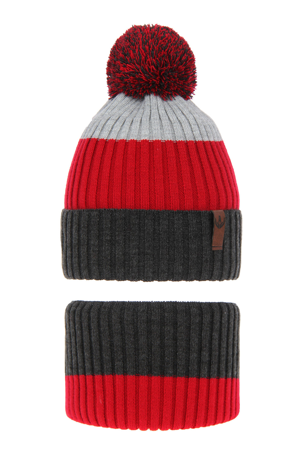 Jongens winter set muts en sjaal, grijs, Karson