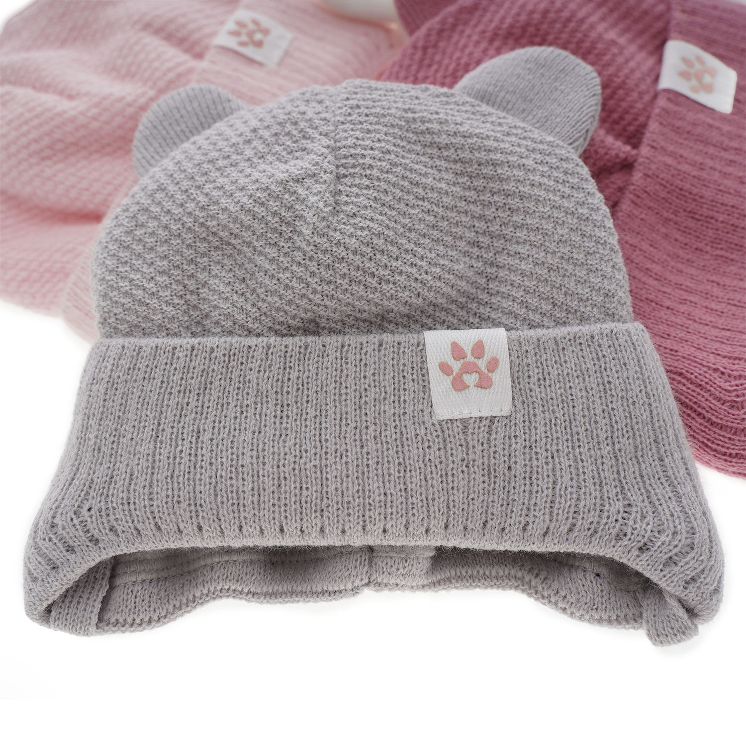 Meisjes wintermuts, roze, met bindkoorden, Lala