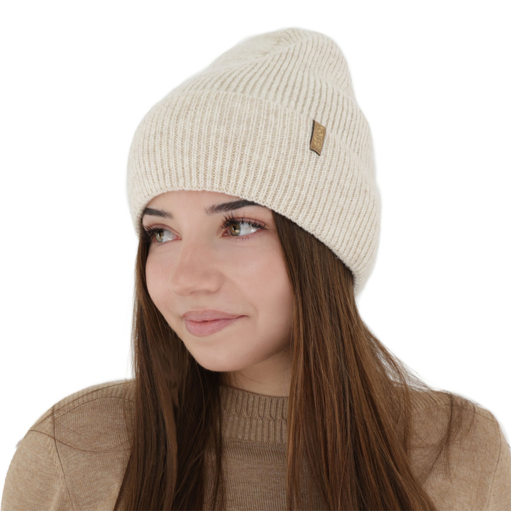 Dames wintermuts, beige, met merinowol, Tahoe
