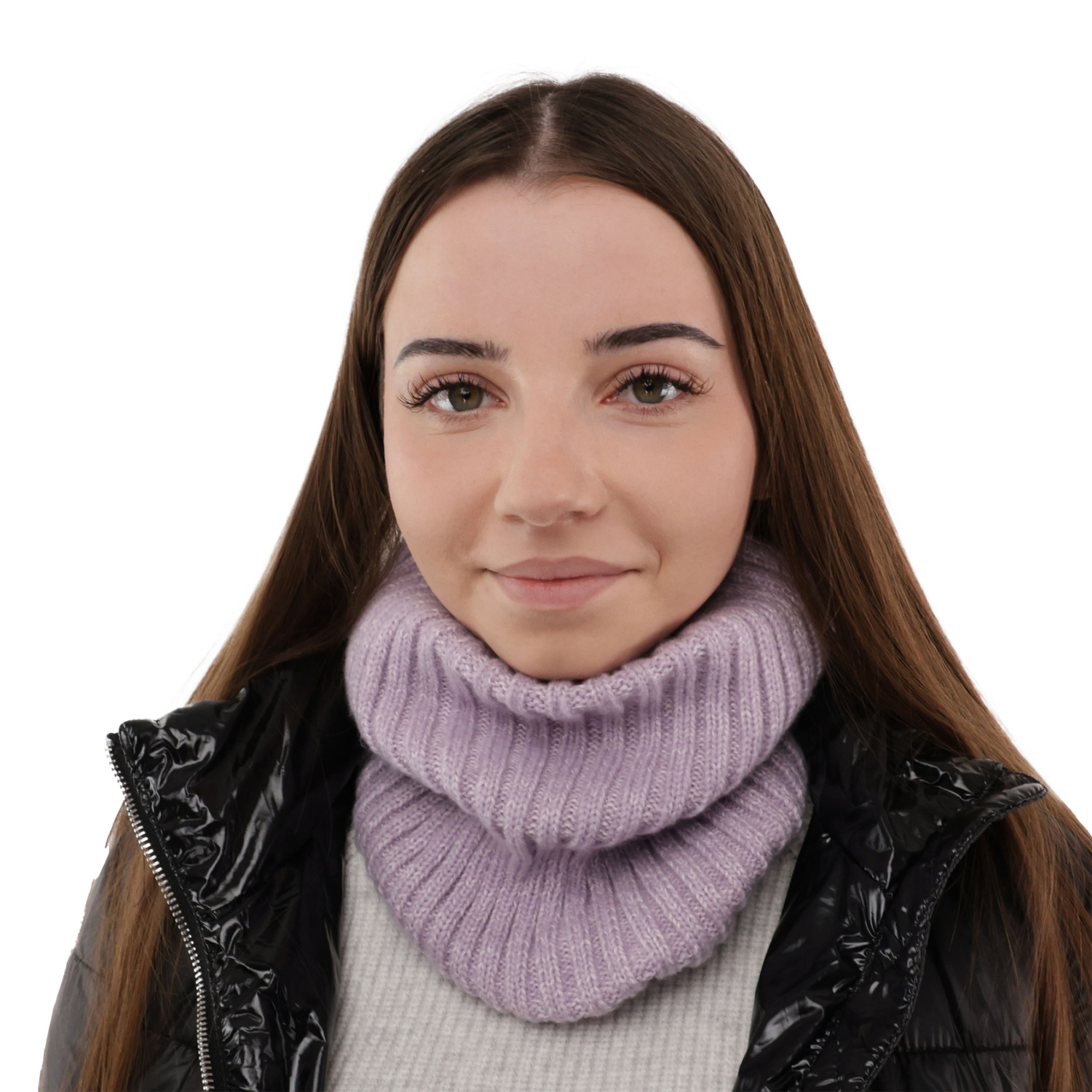 Snood d'hiver femme, crème, avec laine mérinos, Besta