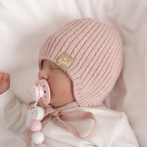 Bonnet automne/printemps fille, crème, avec liens, Cheri