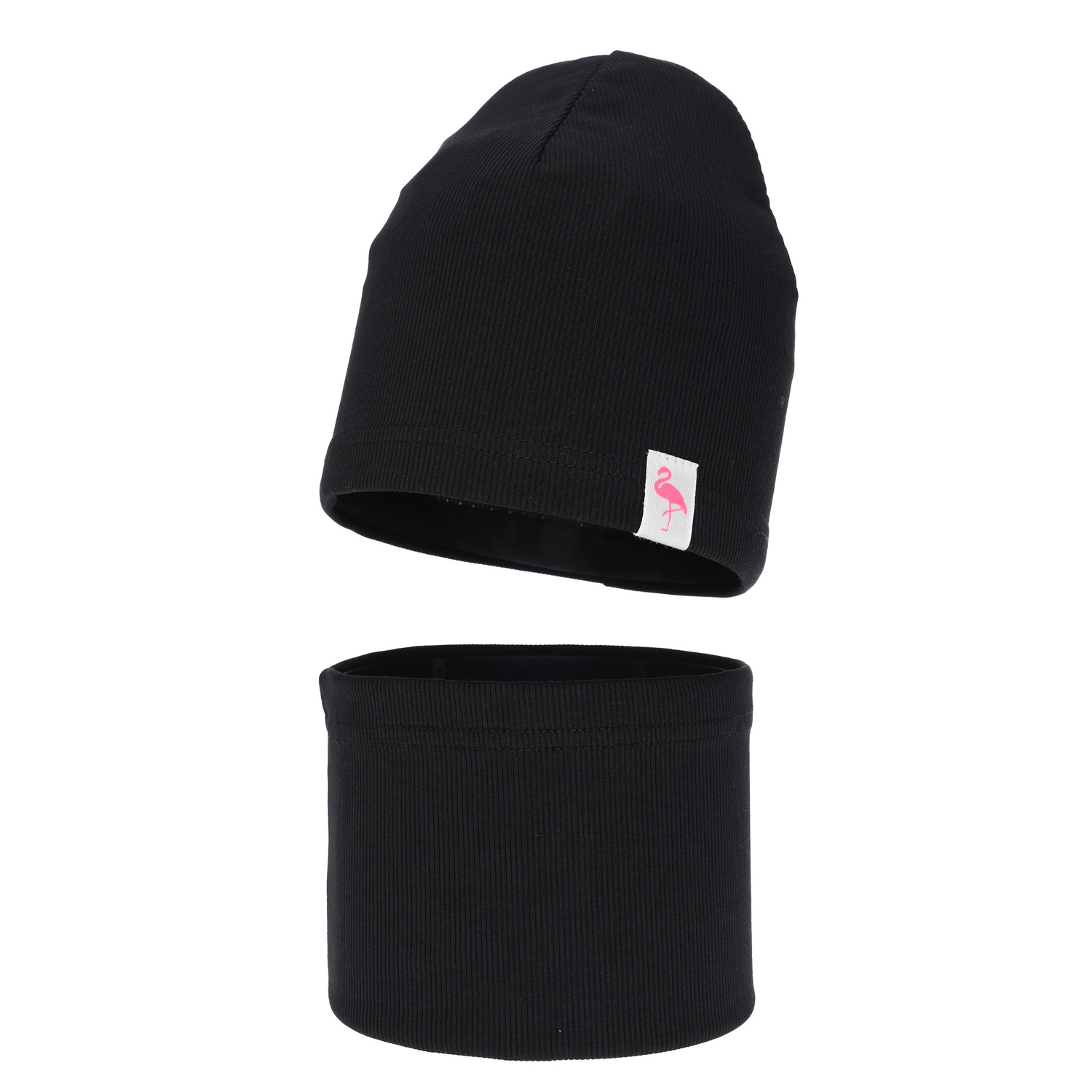 Ensemble automne/printemps fille: bonnet et snood, coton, noir, Rumilla