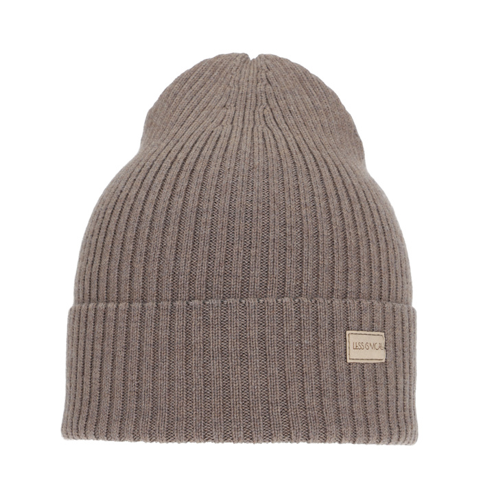 Bonnet d'hiver femme, hiver, beige foncé, 100% Laine Mérinos Extrafine, Sophie