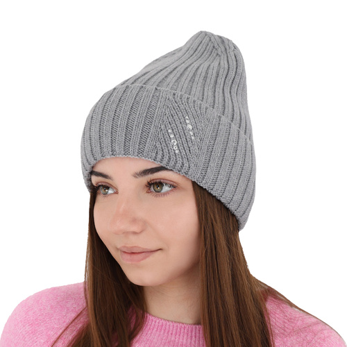 Bonnet d'hiver femme, beige, avec laine mérinos, Ariga