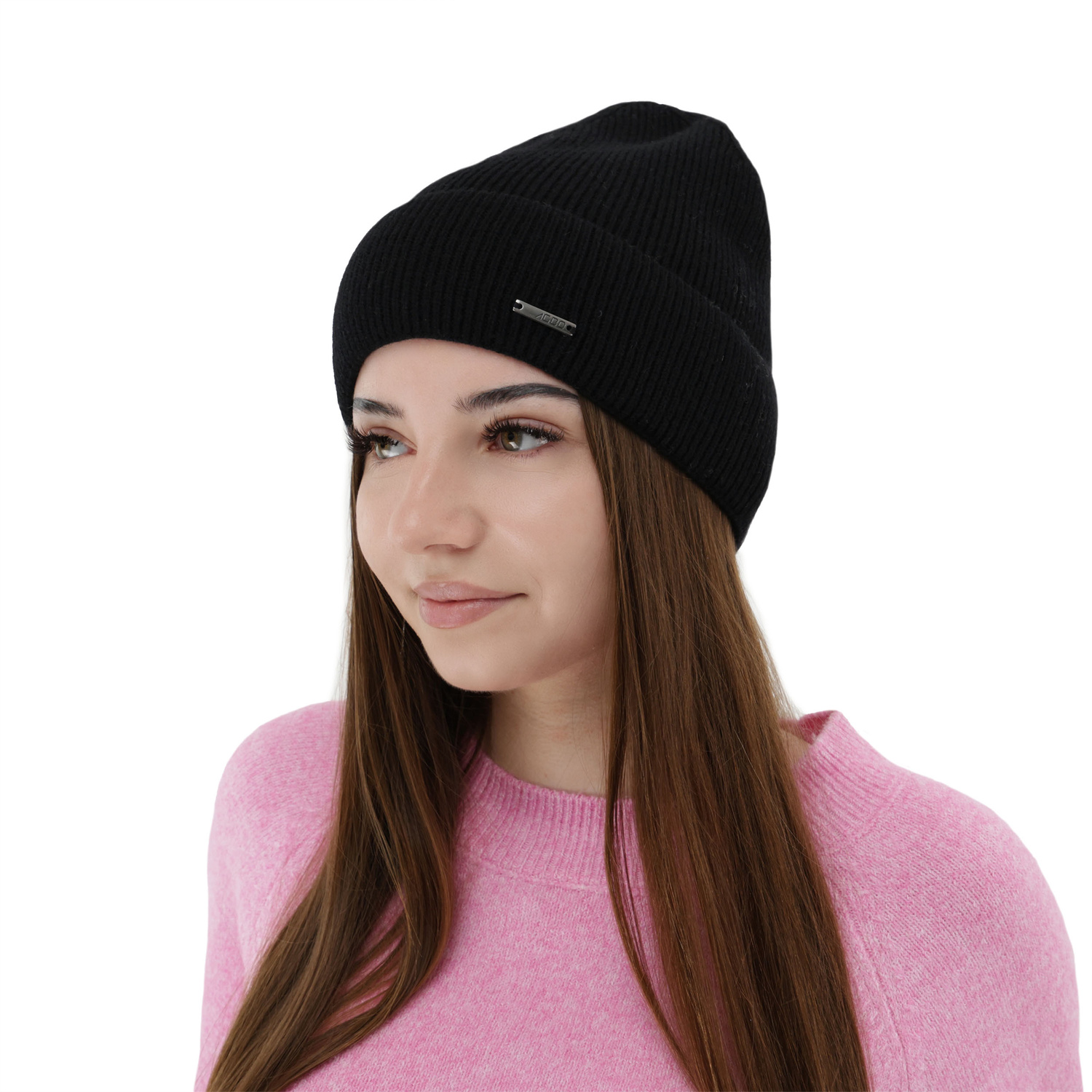 Dames herfst/winter muts, lichtroze, met merinowol en kasjmier, Sindra