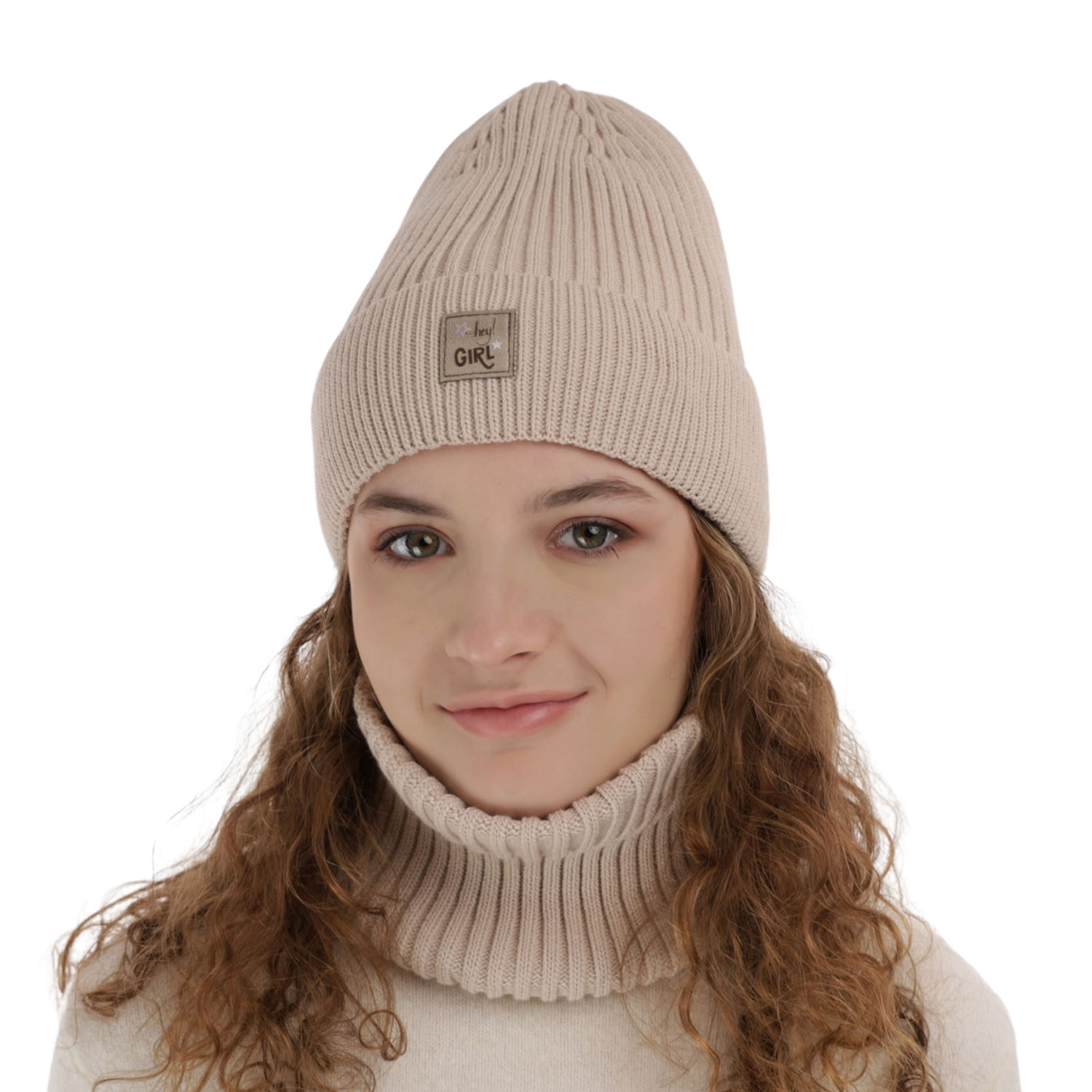 Ensemble d'hiver fille: bonnet et snood, beige, Georgina