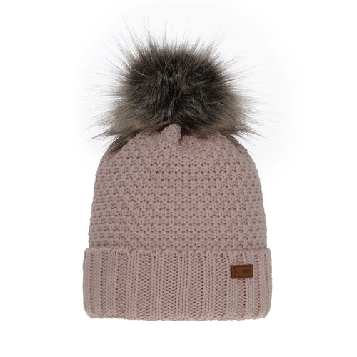 Meisjes wintermuts, roze, met garen pompon, Pola
