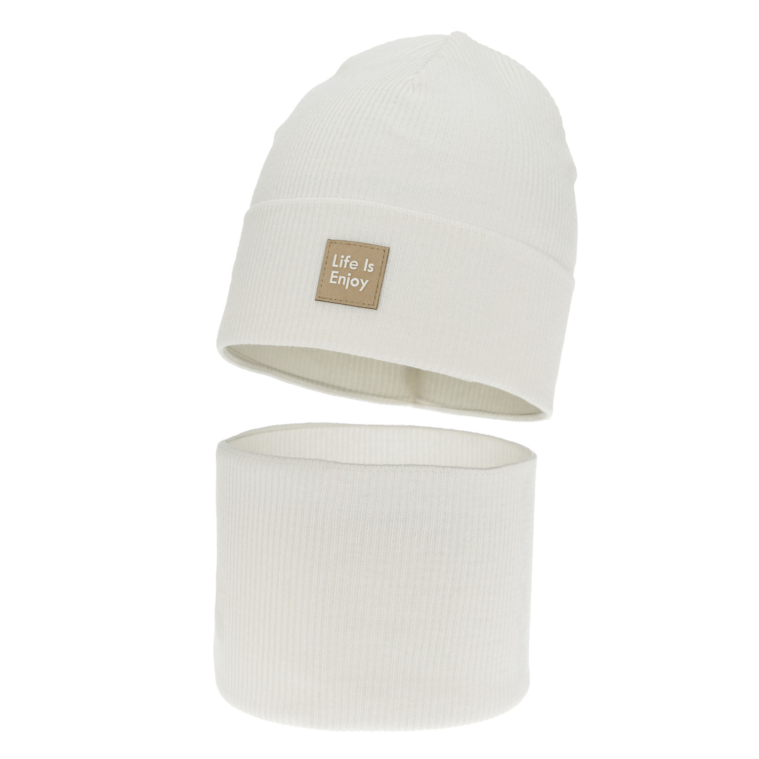 Meisjes herfst/lente set: muts en buissjaal, met katoen, kremowy, Zola