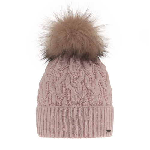Bonnet d'hiver femme, rose, avec pompon, Deva