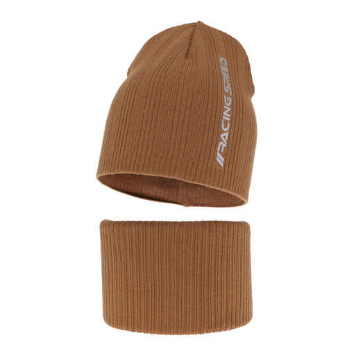 Ensemble automne/printemps garçon: bonnet et snood, met katoen, camel, Kolorado