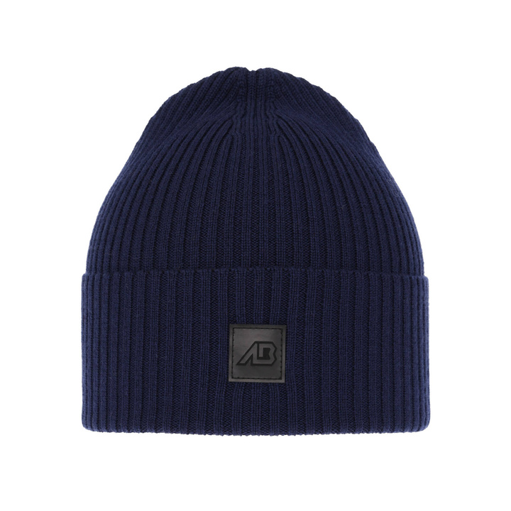 Bonnet d'hiver homme, bleu marine, avec laine mérinos, Matias