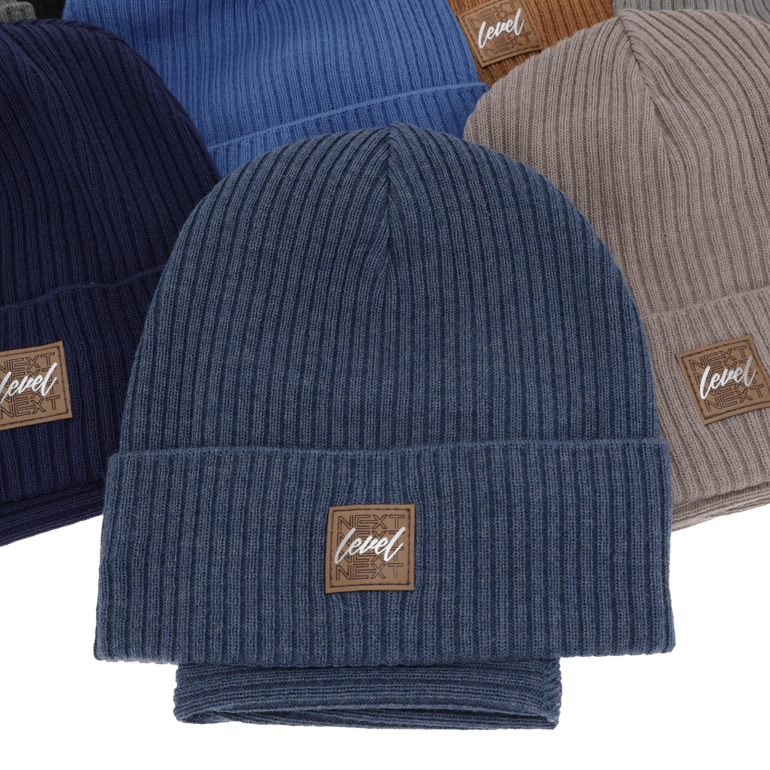 Ensemble automne/printemps garçon: bonnet et snood, met katoen, camel, Fenix