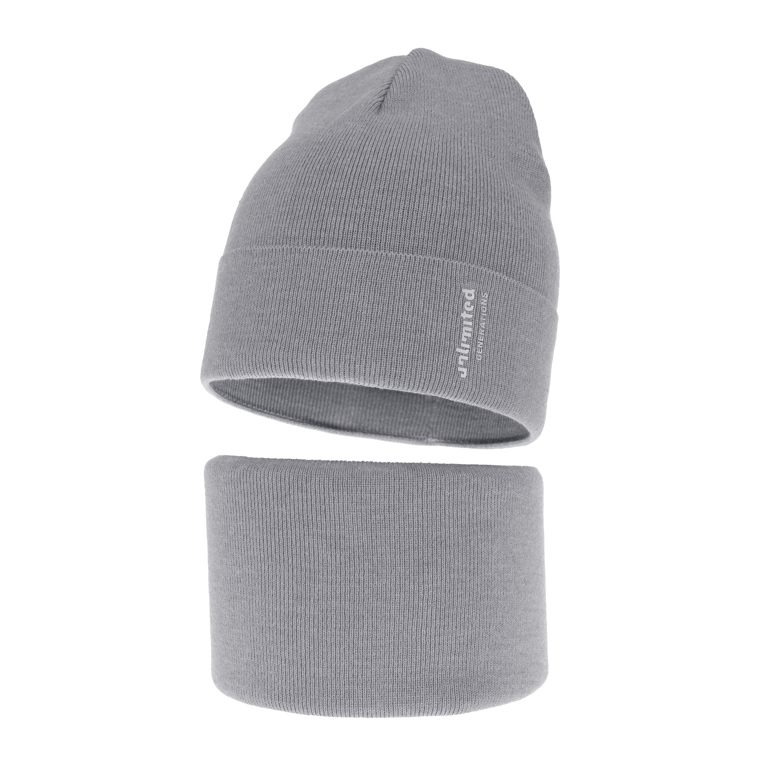 Ensemble automne/printemps garçon: bonnet et snood, met katoen, gris, Timothe