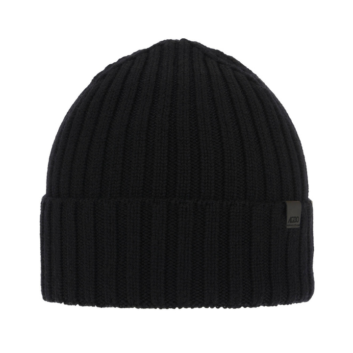 Bonnet d'hiver homme, noir, 100% Laine Mérinos Extrafine, Nathan