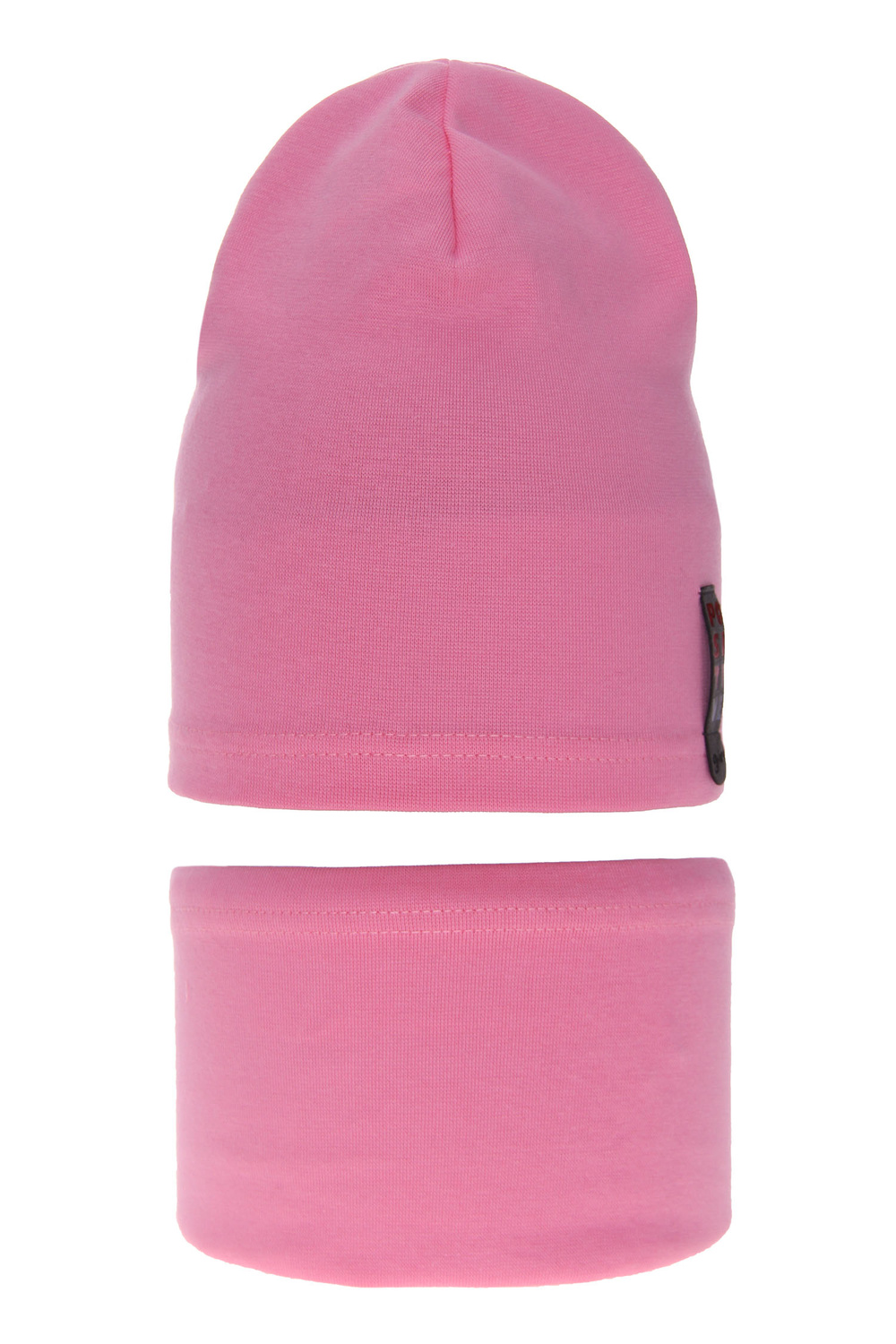 Meisjes herfst/lente set muts en buissjaal, roze, katoenen, Flores