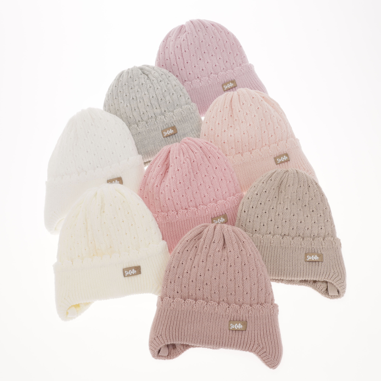 Bonnet automne/printemps fille, crème, avec liens, Tema