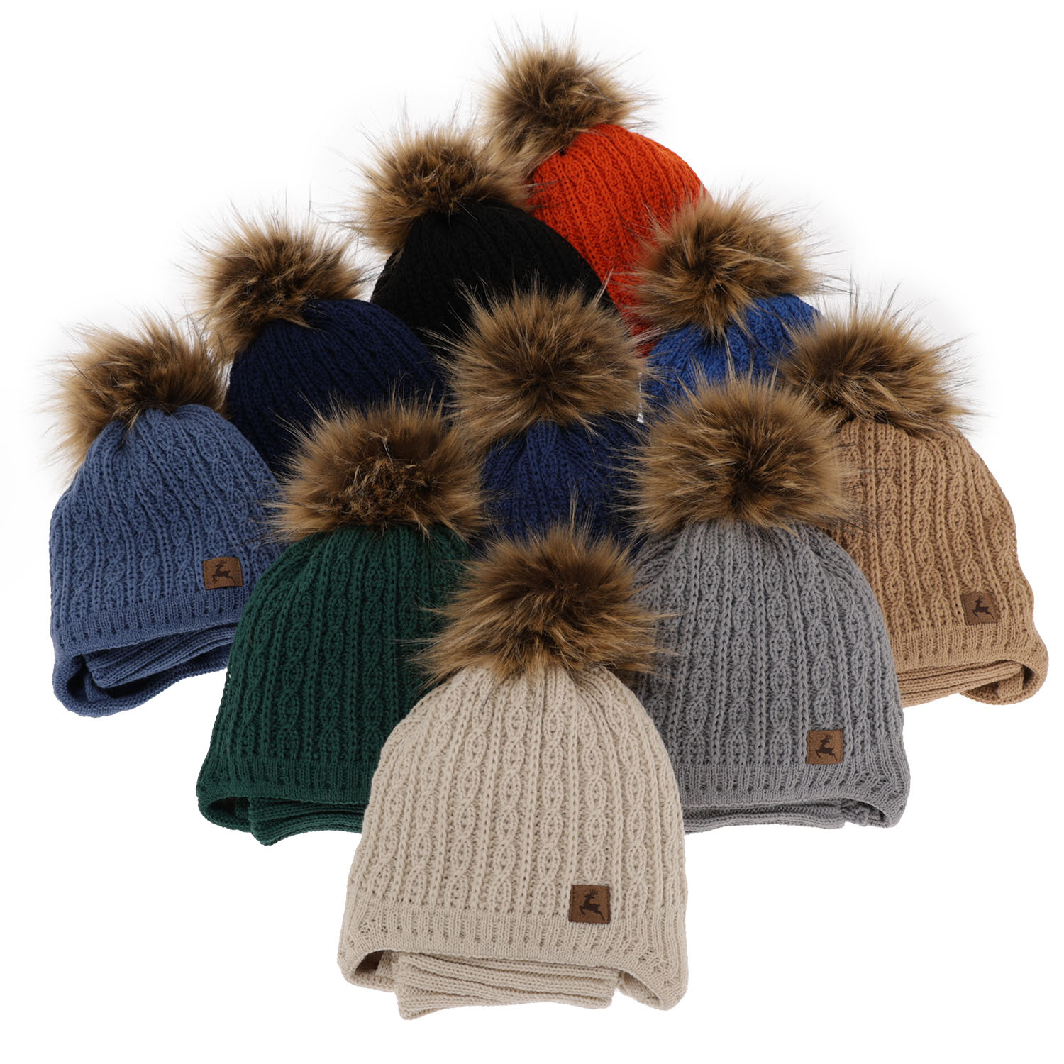 Ensemble d'hiver garçon: bonnet et snood, vert, avec pompon, Pago