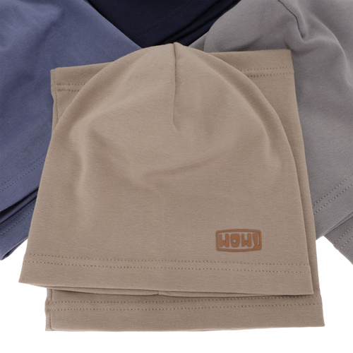 Ensemble automne/printemps garçon: bonnet et snood, bleu, en coton, Frizer