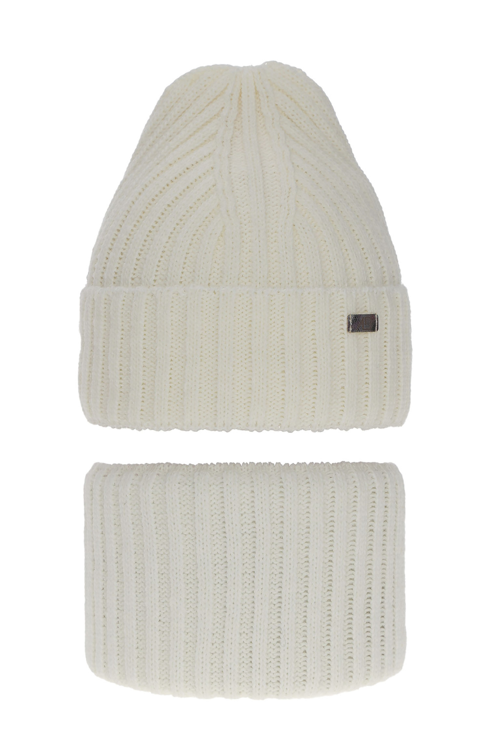 Meisjes winter set muts en buissjaal, kremowy, Valentine