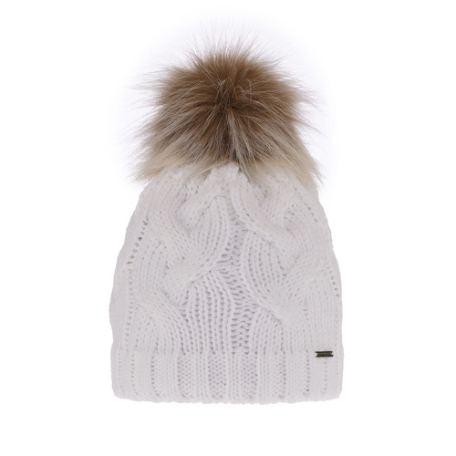 Bonnet d'hiver femme, blanc, avec pompon, Terri