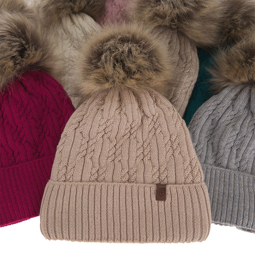 Bonnet d'hiver femme, rose, avec laine mérinos, Larida